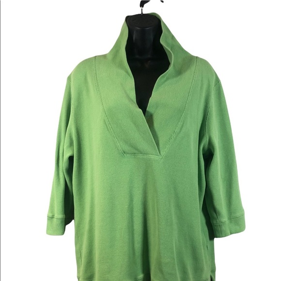 Coldwater Creek Tops - Coldwater Creek Size XL Lime Green Blouse with Cowl / V Neck 3/4 Sleeve